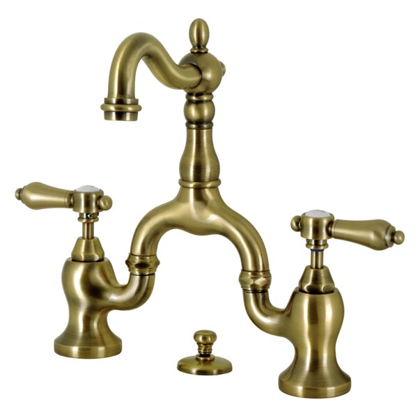 Bridge Bathroom Faucet with Brass PopUp, Antique Brass